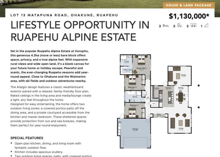  at Lot 13 Matapuna Road, Ohakune, Ruapehu,, Horopito, Ruapehu, Manawatu / Whanganui