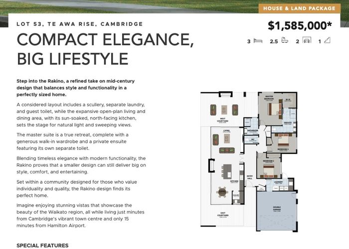  at Lot 53, Te Awa Rise, Cambridge, Waipa, Waikato
