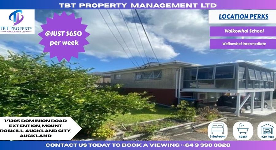 at 1/1305 Dominion Road Extention, Mount Roskill, Auckland City, Auckland